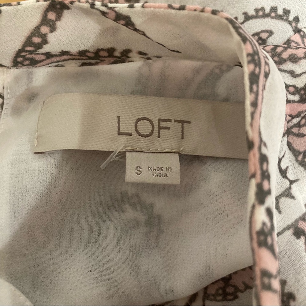 Loft Bohemian Sheer Bell Sleeve Lacy Blouse Paisley Pink Purple Off-White Small - Picture 11 of 16